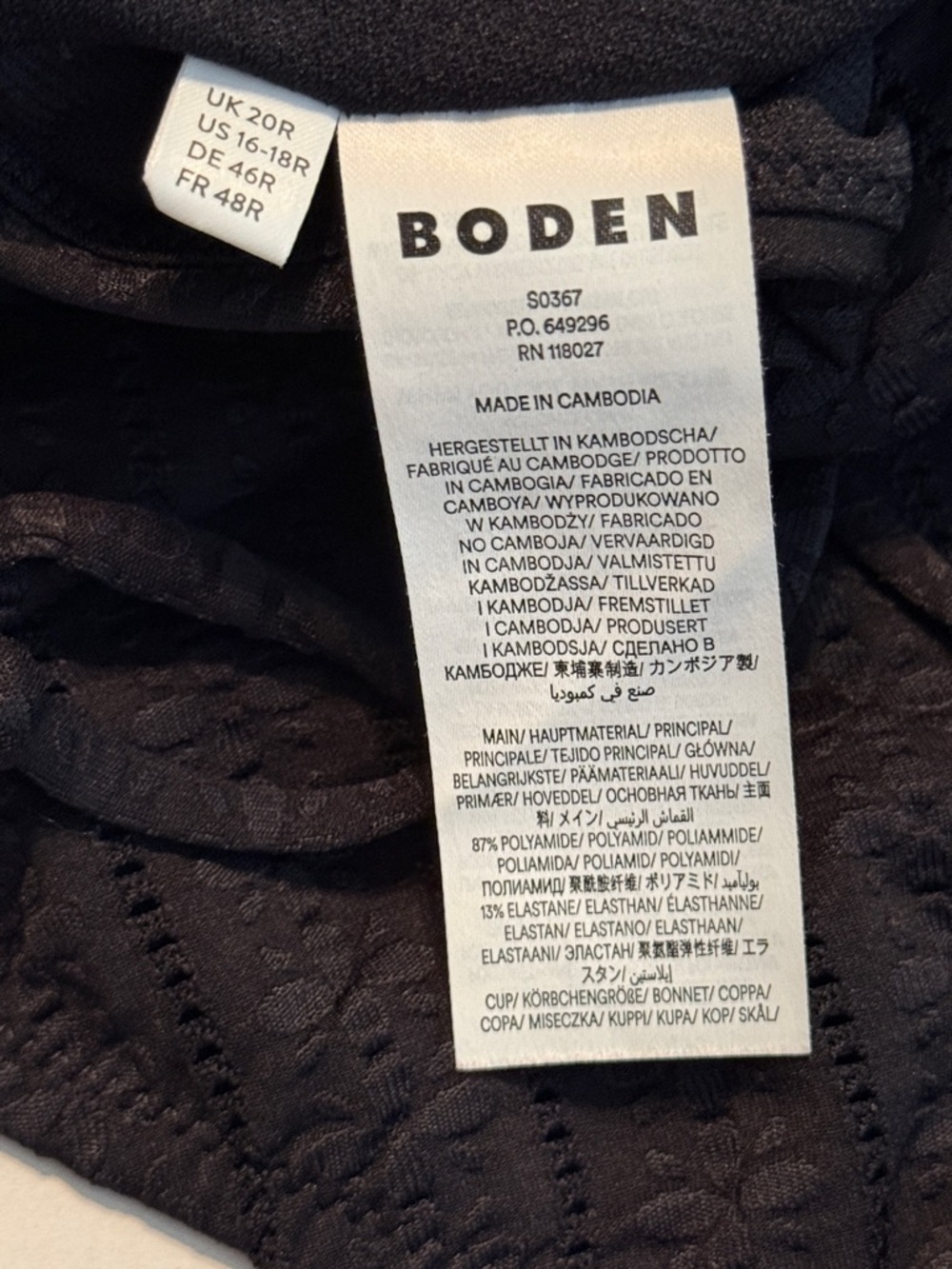Boden Women’s Black Floral Symi String One Piece Swimsuit Size 16-18R - Picture 11 of 14